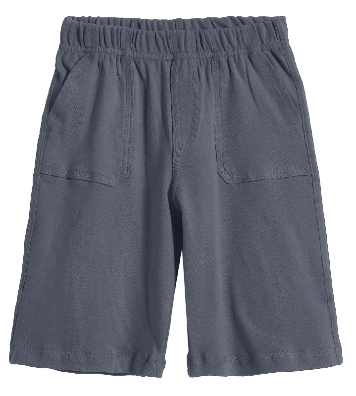 Boys Soft Cotton UPF 50+ 3 -Pocket Jersey Shorts | Concrete Grey