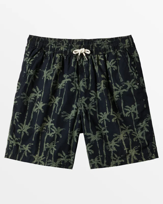 Taxer Print Elastic Waist Shorts - Laurel Wreath Painted Palms