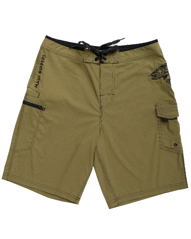 Spotted Sea Trout 21" Olive Fishing Shorts in Premium Stretch