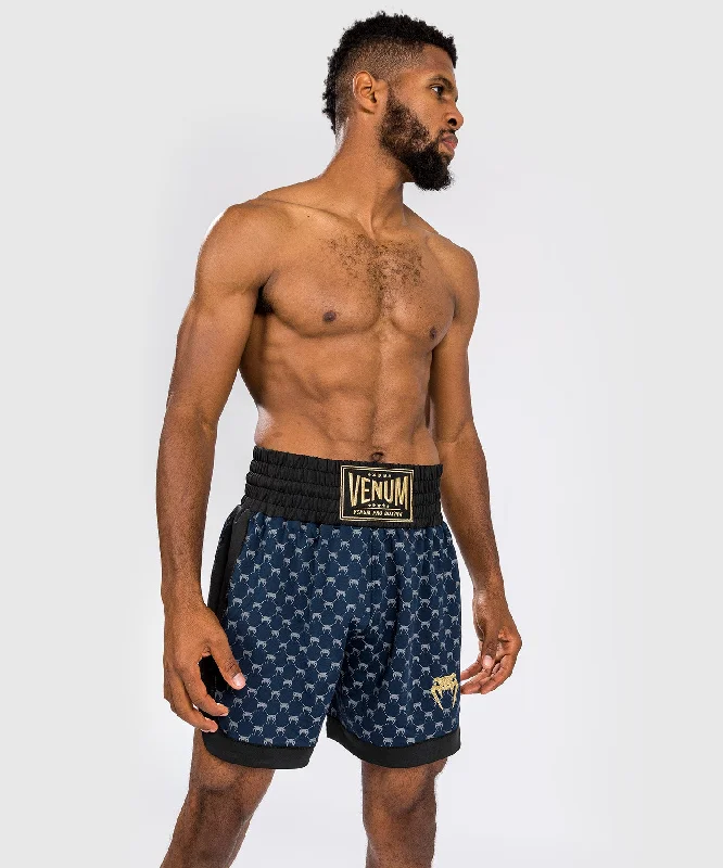 Venum Monogram Boxing Short - Black/Navy Blue