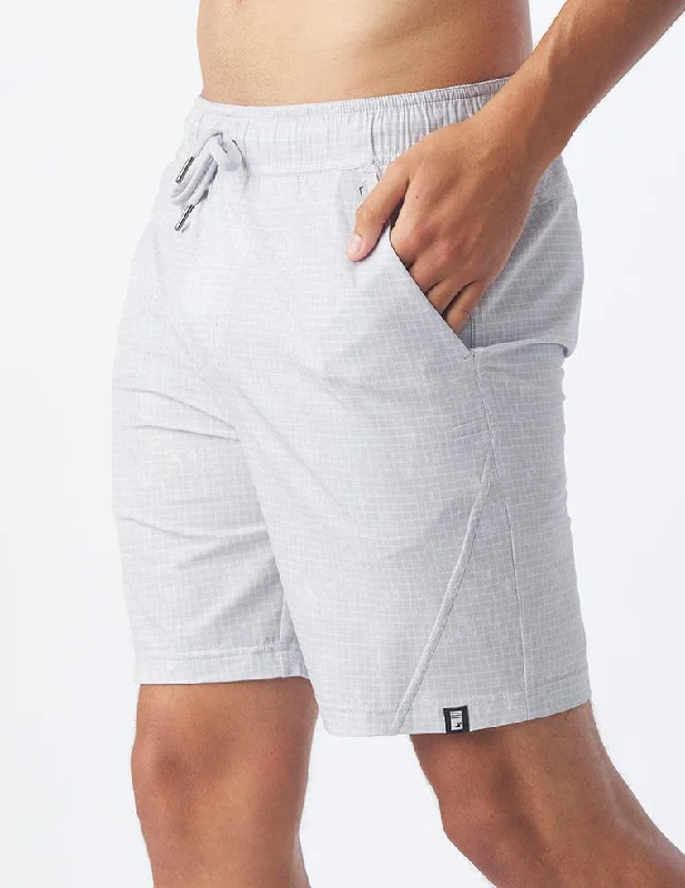 Versatility Short 7.5": Ash Grey Grid Print