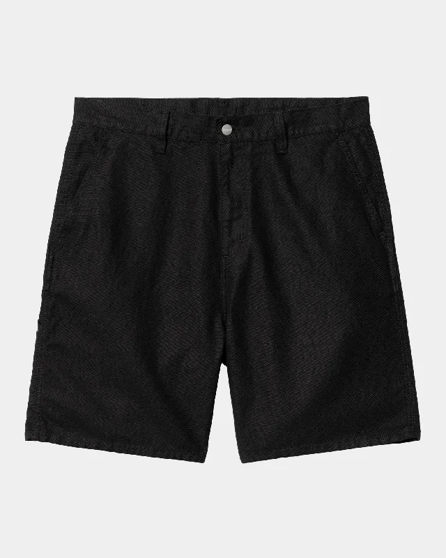 Walter Linen Single Knee Short | Black