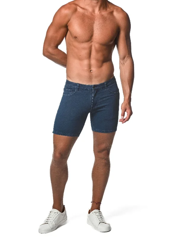 WASHED DENIM STRETCH KNIT SHORT