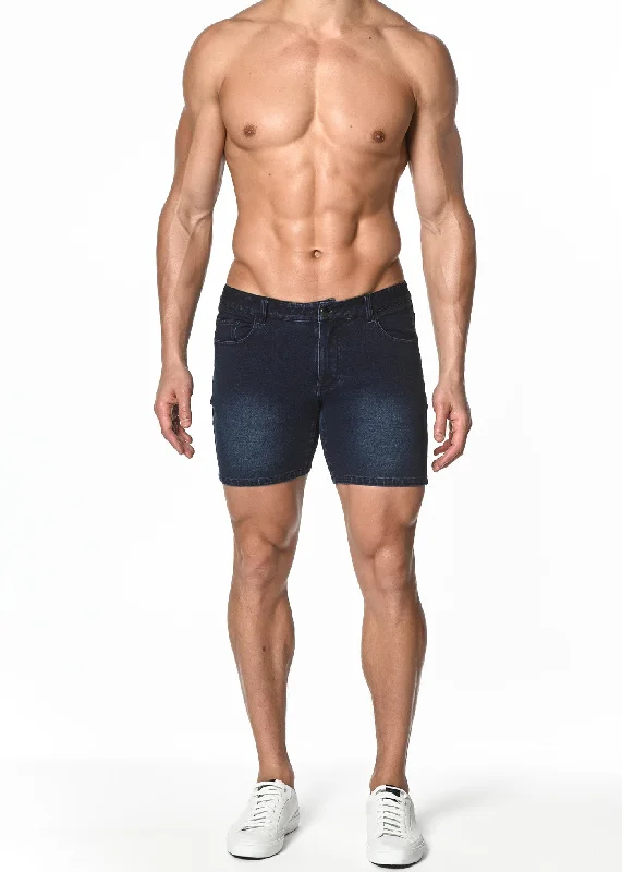 WASHED DENIM STRETCH KNIT SHORT