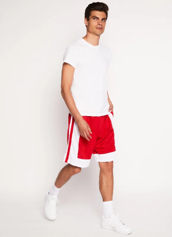 Mens Color Block Mesh Basketball Shorts