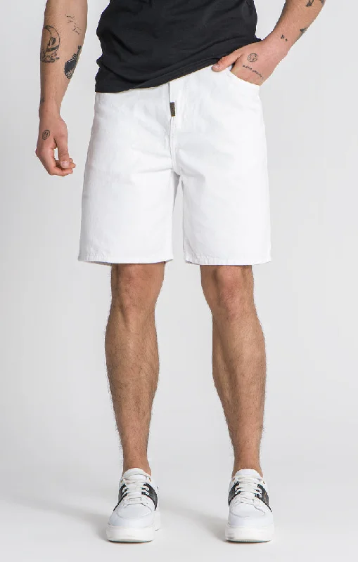 White Regular Waist Shorts