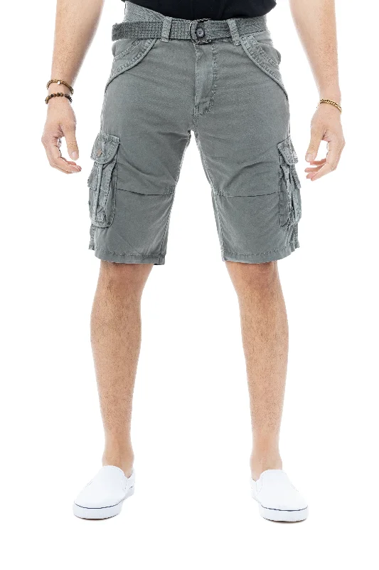 X RAY Men's Belted Twill Tape 12.5" Inseam Knee Length Cargo Shorts