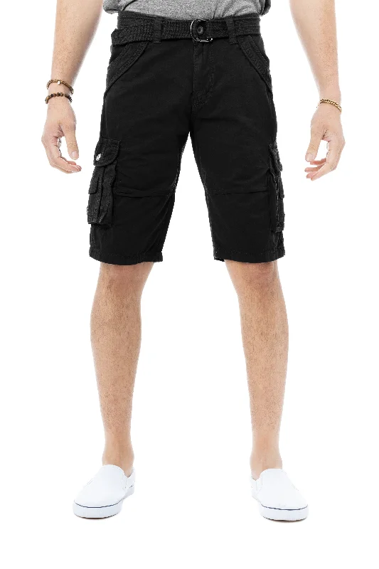 X RAY Men's Belted Twill Tape 12.5" Inseam Knee Length Cargo Shorts